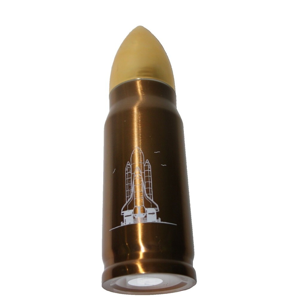 Bullet Thermos Space Shuttle Missile Rocket Travel Flask Gold Stainless Steel